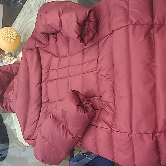 Calvin KLEIN women's LONG QUILTED FAUX FUR HOODED Burgundy PARKA XL - Picture 13 of 15